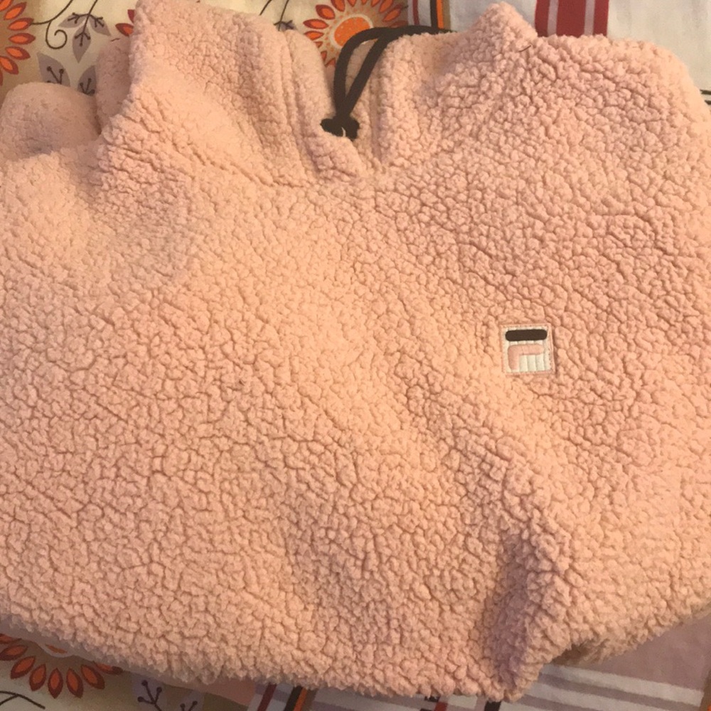 FILA pink fuzzy hoodie